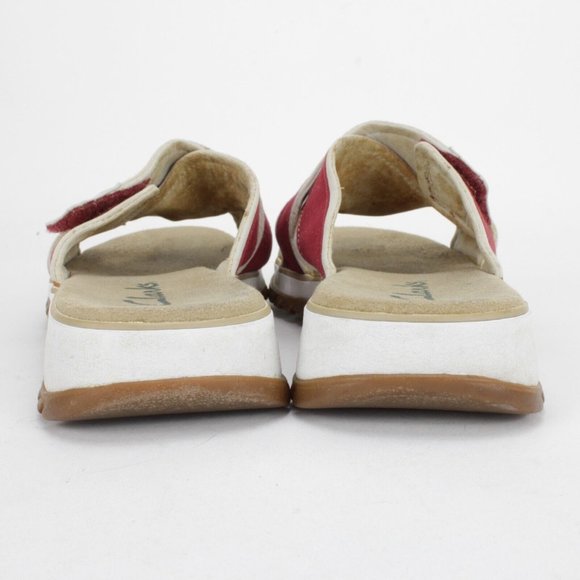 Clarks Canvas Slides Open Toe Strappy Sandals Red Womens Size 8M - Picture 4 of 7